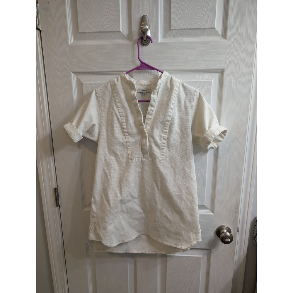 Madewell‎ 1937 Cream Short Sleeve Band Collar Cotton Tunic Womens - Size XS
